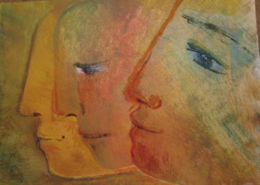 Painting titled "visages" by Elisabeth Durandin, Original Artwork, Acrylic