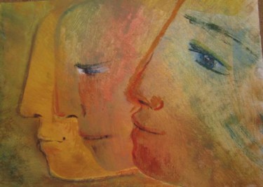 Peinture intitulée "visages" par Elisabeth Durandin, Œuvre d'art originale, Acrylique