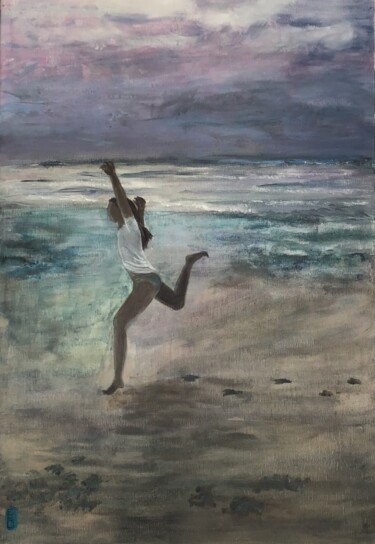 Malerei mit dem Titel "Salutation au soleil" von Elisabeth Fabre Derulliere, Original-Kunstwerk, Acryl