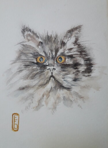 Painting titled "Bouboule" by Elisabeth Fabre Derulliere, Original Artwork, Watercolor