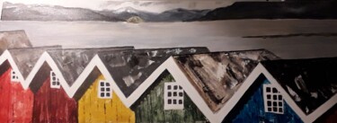 Pintura intitulada "Fjord en Norvège" por Elisabeth Fabre Derulliere, Obras de arte originais, Acrílico Montado em Armação e…
