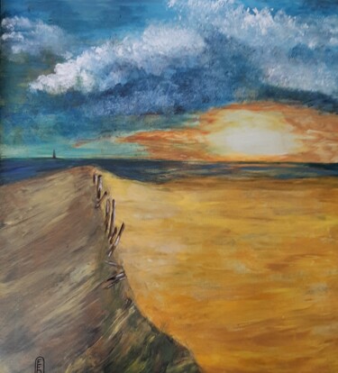 Картина под названием "Dunes de Bonne Anse" - Elisabeth Fabre Derulliere, Подлинное произведение искусства, Акрил