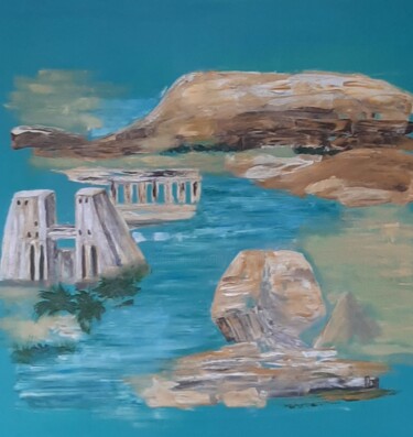 Картина под названием "Terre du Nil Egypti…" - Elisabeth Fabre Derulliere, Подлинное произведение искусства, Акрил