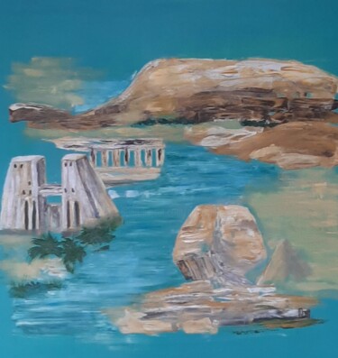 Painting titled "Terre du Nil Egypti…" by Elisabeth Fabre Derulliere, Original Artwork, Acrylic