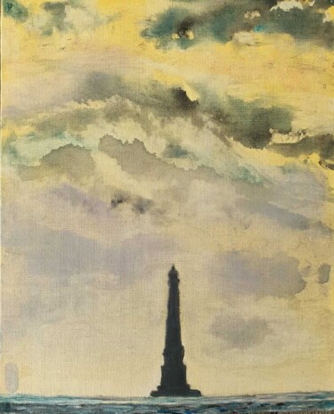 Painting titled "Le phare de Cordoua…" by Elisabeth Fabre Derulliere, Original Artwork, Acrylic Mounted on Wood Panel