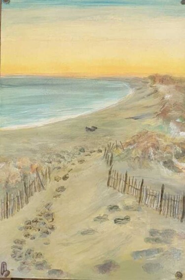 Peinture intitulée "Vers la plage" par Elisabeth Fabre Derulliere, Œuvre d'art originale, Acrylique Monté sur Panneau de bois