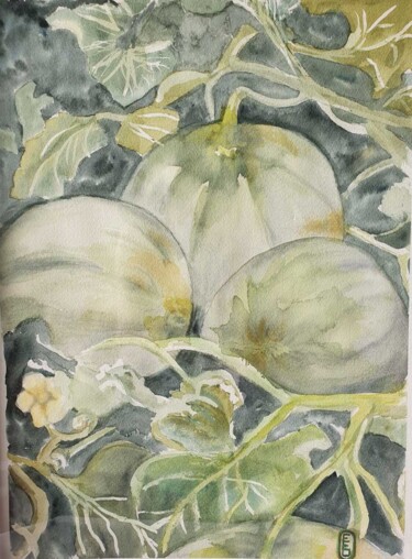 Peinture intitulée "Melons charentais" par Elisabeth Fabre Derulliere, Œuvre d'art originale, Aquarelle
