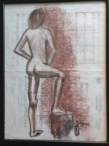 Peinture intitulée "Joyce debout" par Elisabeth Fabre Derulliere, Œuvre d'art originale, Fusain