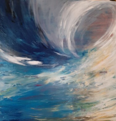 Painting titled "La grande vague" by Elisabeth Fabre Derulliere, Original Artwork, Acrylic