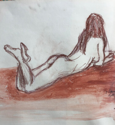 Drawing titled "Naomi" by Elisabeth Fabre Derulliere, Original Artwork, Charcoal