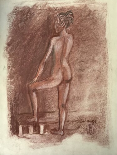 Zeichnungen mit dem Titel "Solange à la sangui…" von Elisabeth Fabre Derulliere, Original-Kunstwerk, Kohle