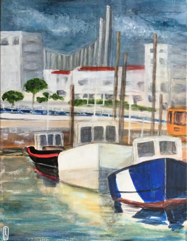 Peinture intitulée "Le port de Royan ab…" par Elisabeth Fabre Derulliere, Œuvre d'art originale, Acrylique