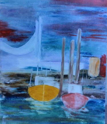 Painting titled "Royan vers l’abstra…" by Elisabeth Fabre Derulliere, Original Artwork, Acrylic