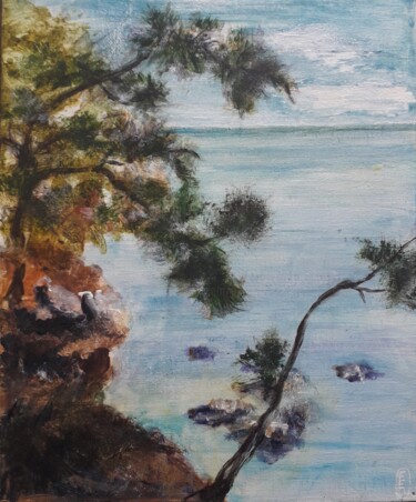 Painting titled "A chacun son île" by Elisabeth Fabre Derulliere, Original Artwork, Acrylic Mounted on Wood Panel