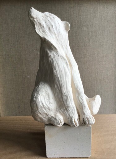 Sculpture intitulée "L'ours Taïko" par Elisabeth Fabre Derulliere, Œuvre d'art originale, Terre cuite