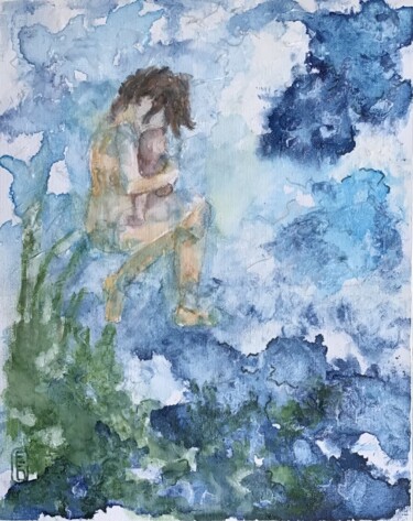 Картина под названием "1er bain" - Elisabeth Fabre Derulliere, Подлинное произведение искусства, Акварель