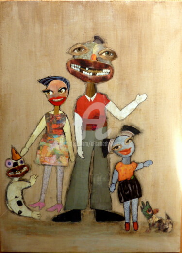 Peinture intitulée ""Famille du 7ème ét…" par Elisabeth Faucheur, Œuvre d'art originale, Autre