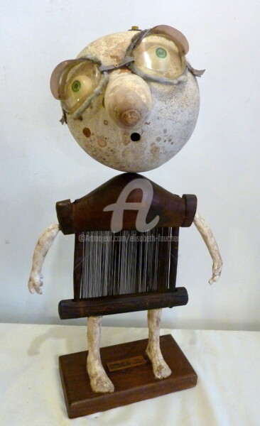 Sculpture titled ""Pinocchio ou peut-…" by Elisabeth Faucheur, Original Artwork, Wood