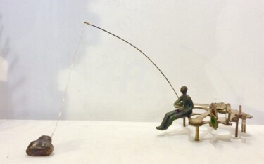 Sculpture titled "« Pêcheur de cœur I…" by Elisabeth Faucheur, Original Artwork