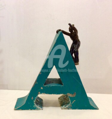 Скульптура под названием "« A comme alpiniste…" - Elisabeth Faucheur, Подлинное произведение искусства, Бронза