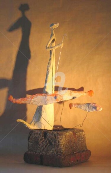 Sculpture titled "La Bergère" by Elisabeth Faucheur, Original Artwork, Mixed Media