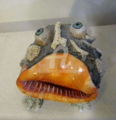 Sculpture titled ""Crapaud corail à g…" by Elisabeth Faucheur, Original Artwork, Other