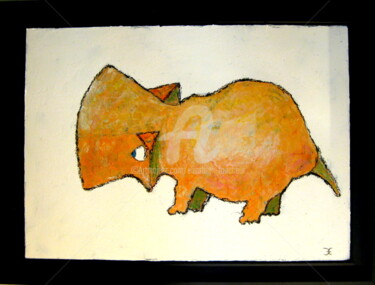 Painting titled ""Hippo »" by Elisabeth Faucheur, Original Artwork, Acrylic Mounted on artwork_cat.