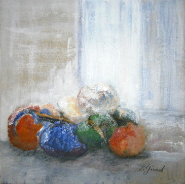 Peinture intitulée "fruits1-20x20-light…" par Elisabeth Girard, Œuvre d'art originale
