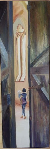 Painting titled "Portes entre ouvert…" by Elisabeth Hunaut, Original Artwork, Oil