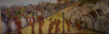 Peinture intitulée "Vignes" par Elisabeth Hunaut, Œuvre d'art originale, Huile