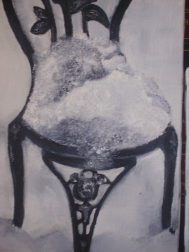 Painting titled "Chaise et neige 2" by Elisabeth Hunaut, Original Artwork