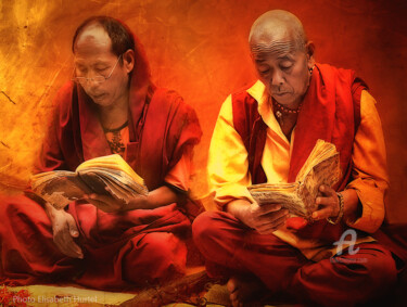 Photographie intitulée "Lectures bouddhiques" par Elisabeth Hurtel, Œuvre d'art originale, Photographie numérique