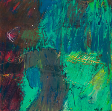 Картина под названием "abstract green.jpg" - Elisabeth Laplante, Подлинное произведение искусства, Масло