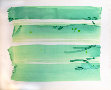 Peinture intitulée "langueur verte" par Elisabeth Laplante, Œuvre d'art originale, Encre