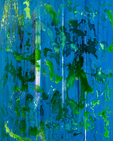 Painting titled "ocean blue spray" by Elisabeth Laplante, Original Artwork, Oil