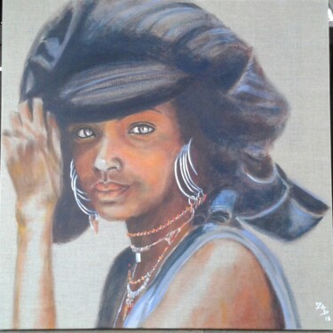 Pintura intitulada "femme peul" por Élisabeth Lizen, Obras de arte originais, Acrílico