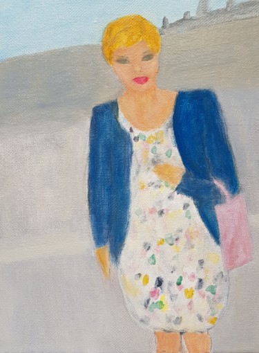 Painting titled "Promenade à Paris" by Elisabeth Loussaut, Original Artwork, Acrylic