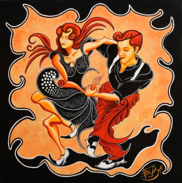 Pintura titulada "Lindy Hop" por Elisabeth Margarita Salinas, Obra de arte original, Oleo Montado en Bastidor de camilla de…