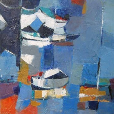 Painting titled "Les barques 2" by Elisabeth Montreuil, Original Artwork