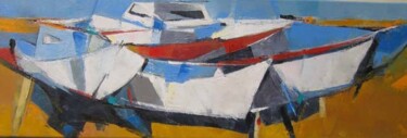 Painting titled "Bateaux en cale" by Elisabeth Montreuil, Original Artwork