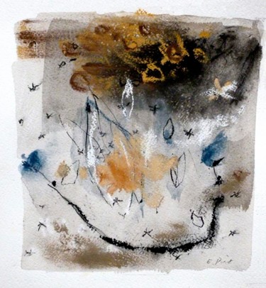 Peinture intitulée "Encre et pastel sur…" par Elisabeth Poiret, Œuvre d'art originale, Encre
