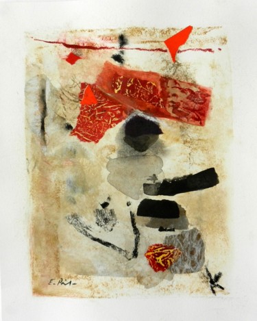 Картина под названием "collage sur papier" - Elisabeth Poiret, Подлинное произведение искусства, Чернила