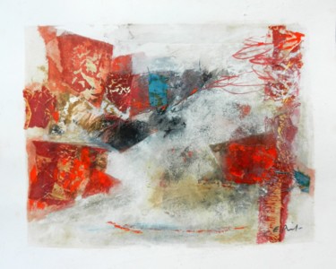 Картина под названием "collage sur papier" - Elisabeth Poiret, Подлинное произведение искусства, Акрил