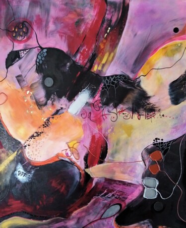 Painting titled "MAGENTA SEME LE CHA…" by Elisabeth Renard, Original Artwork, Acrylic Mounted on Wood Stretcher frame