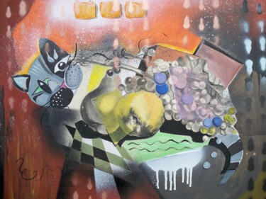 Pintura titulada "CACHE CACHE derrièr…" por Elisabeth Renard, Obra de arte original, Oleo