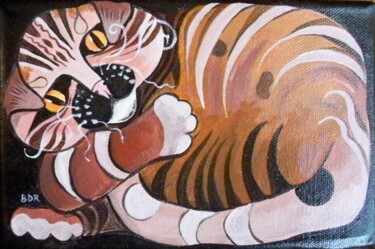Peinture intitulée "série des chats coi…" par Elisabeth Renard, Œuvre d'art originale