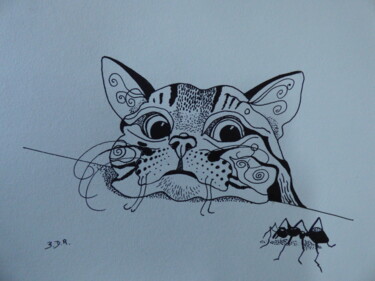 Drawing titled "La grosse fourmi" by Elisabeth Renard, Original Artwork, Ink