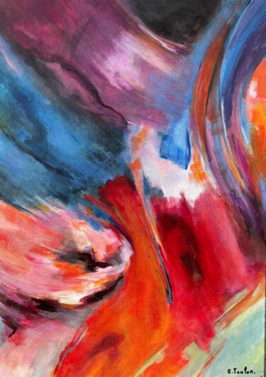 Peinture intitulée "Fleurs déstructurées" par Elisabeth Teulon, Œuvre d'art originale, Acrylique Monté sur Châssis en bois