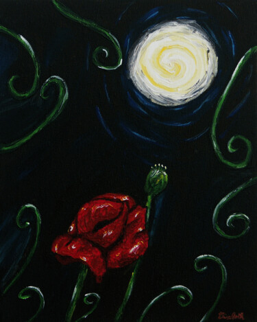 Schilderij getiteld "Notturno" door Elisabeth Turci, Origineel Kunstwerk, Acryl Gemonteerd op Frame voor houten brancard