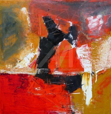 Painting titled "fantaisie rouge" by Elisabeth Ait Larbi-Mangourny, Original Artwork